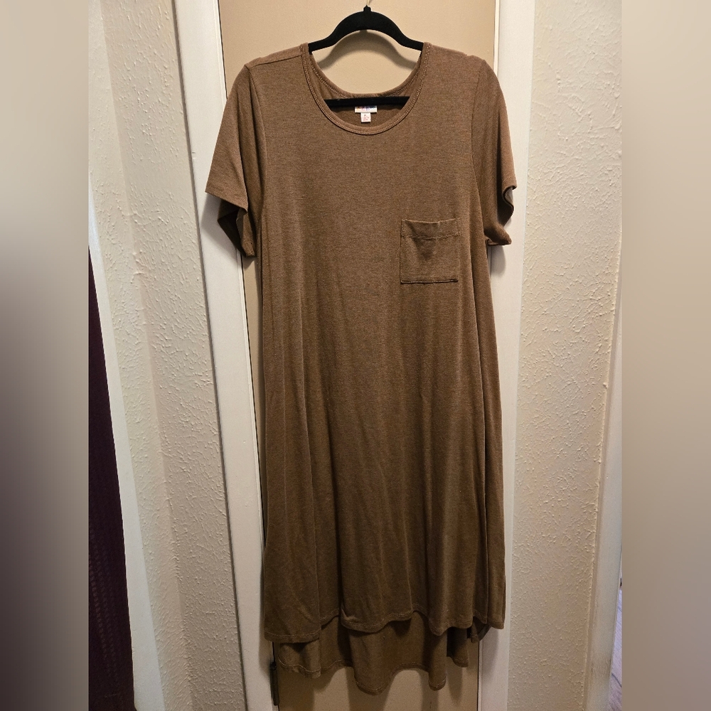 LuLaRoe Carly Brown Midi Dress XL